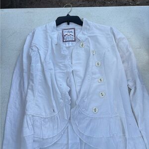 Miken White Women's Blazer with Button Accents
